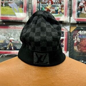 Vintage Louis Vuitton Black Checkered Beanie